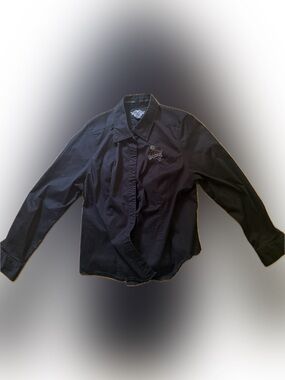 Vintage Harley Davidson Womans Black Button Up Shirt 1W Embroidered Logo